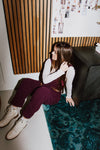 Free People: High Roller Cord Jumpsuit in Italian Plum