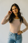 The Capron Striped Long Sleeve Blouse in Rust + Cream