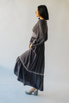 The Henning V-Neck Embroidered Maxi Dress in Charcoal