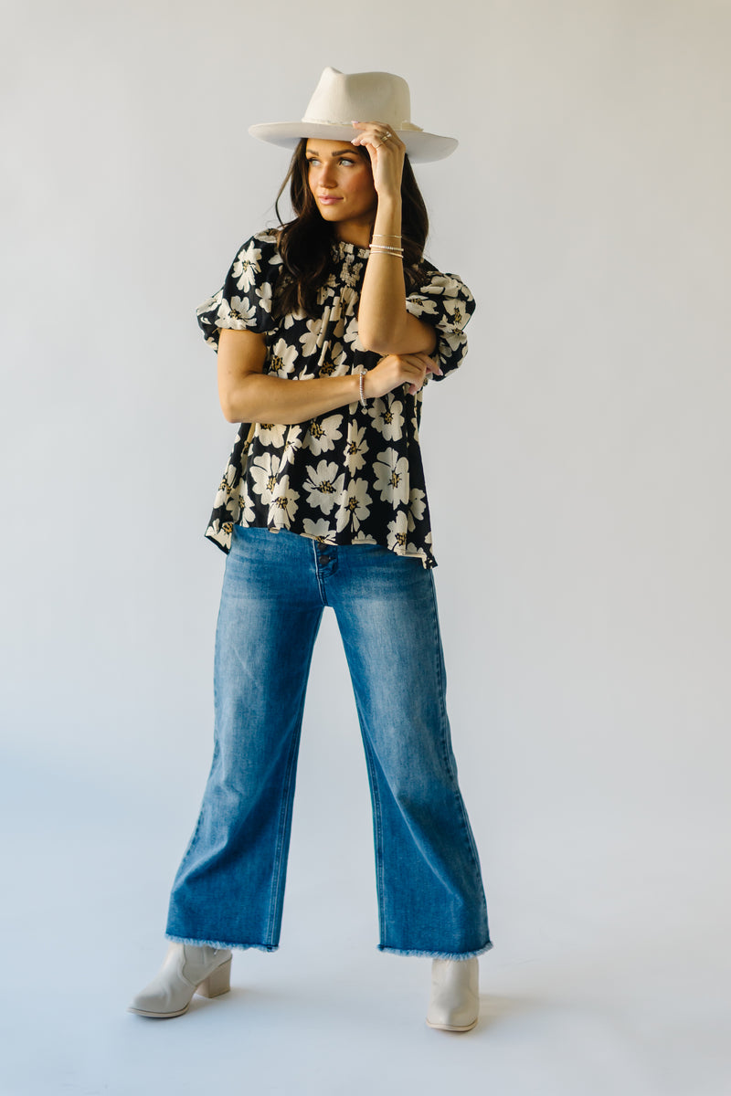 The Winfield Floral Blouse in Black