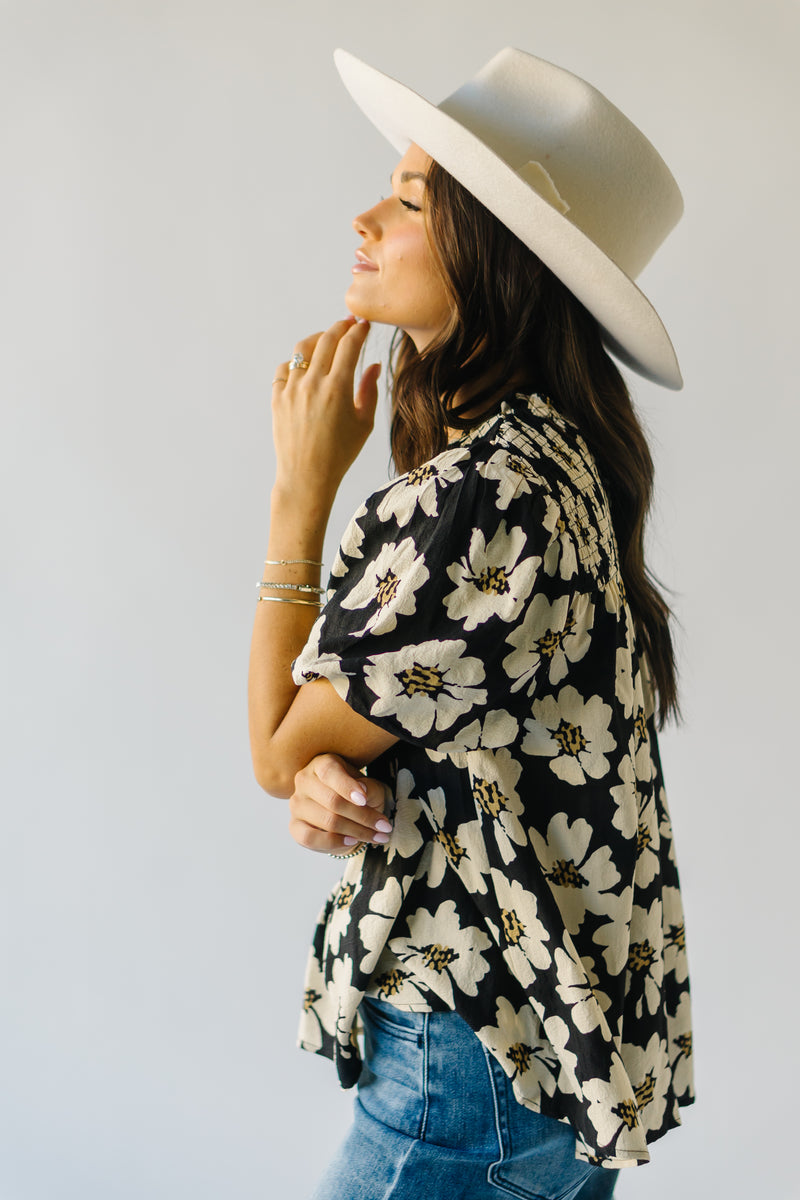 The Winfield Floral Blouse in Black