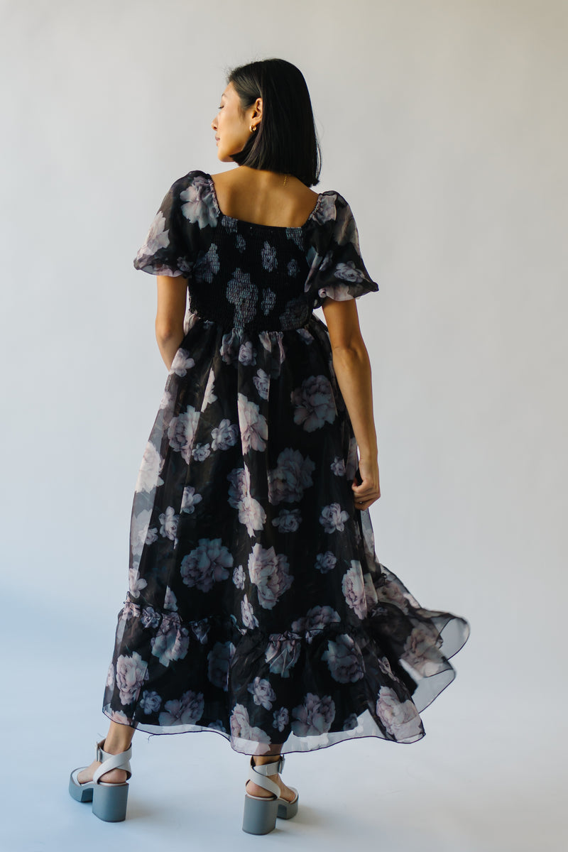The Nampa Organza Floral Dress in Black
