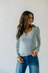 The Capron Striped Long Sleeve Blouse in Blue + Cream