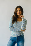 The Capron Striped Long Sleeve Blouse in Blue + Cream