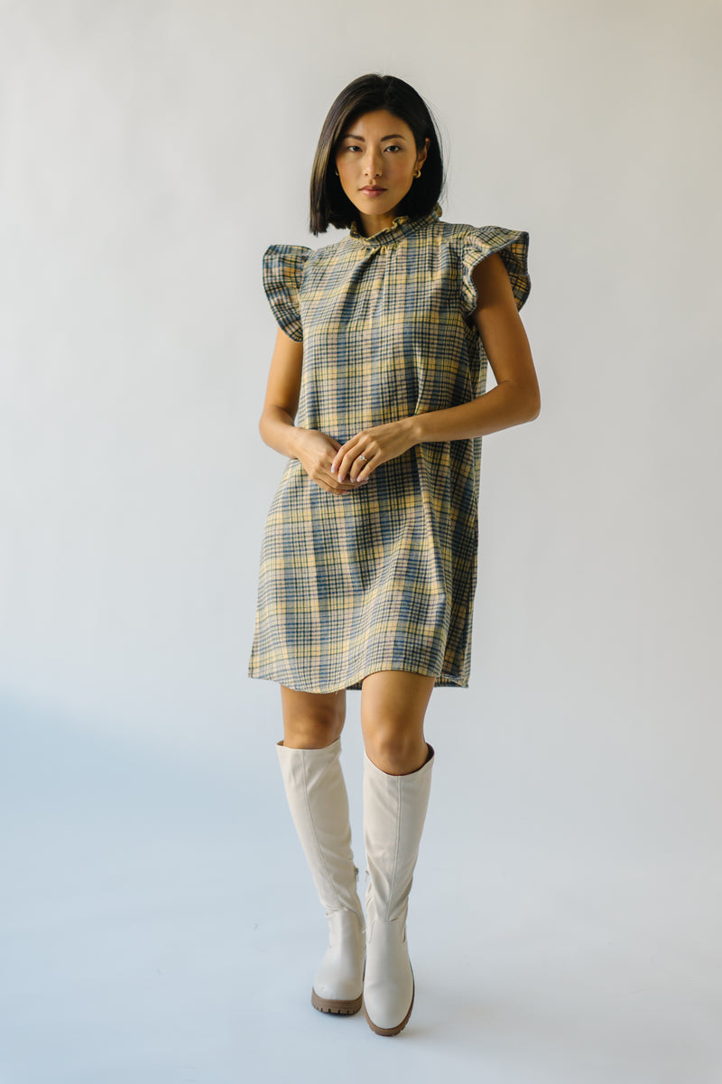 The Sorento Ruffle Detail Dress in Green Plaid