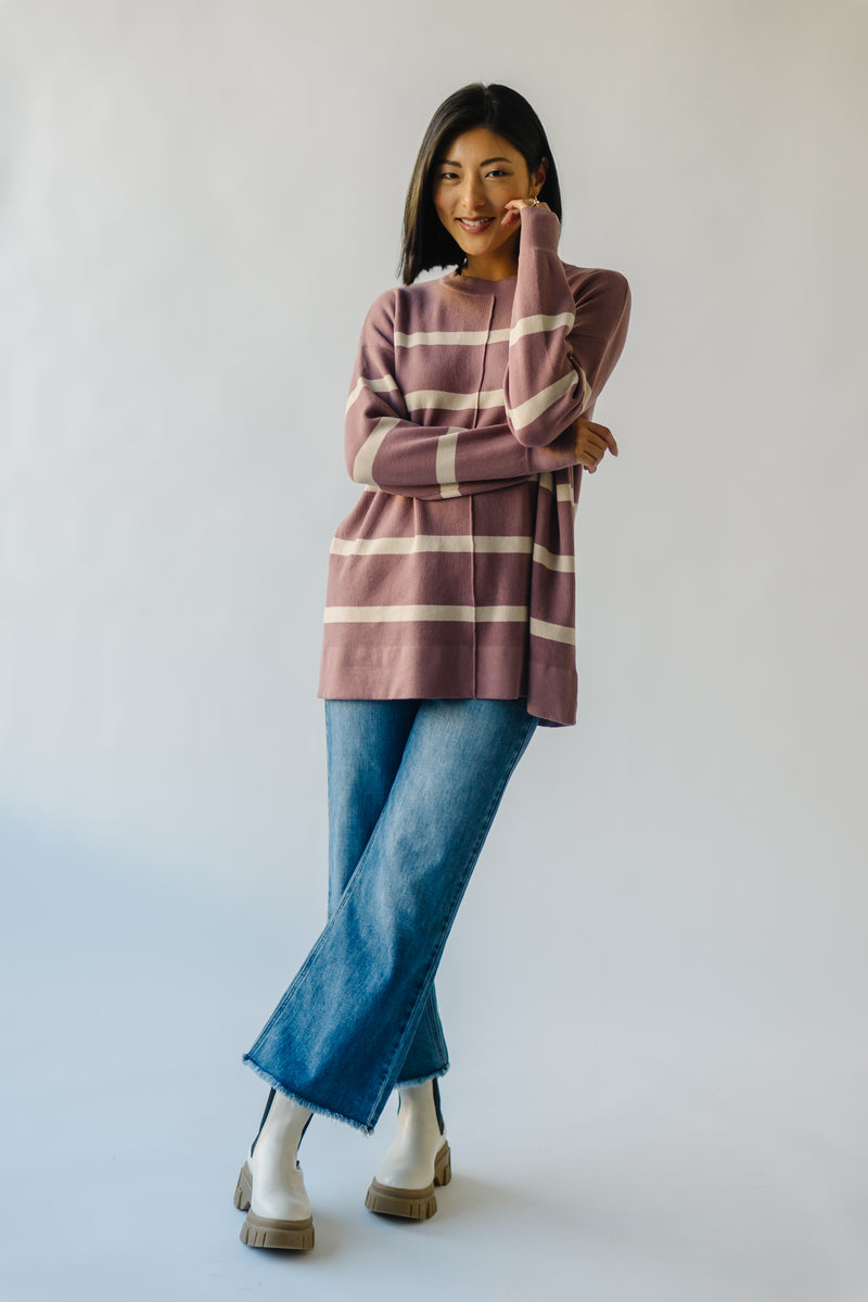 The Manito Oversized Sweater in Purple Stripe