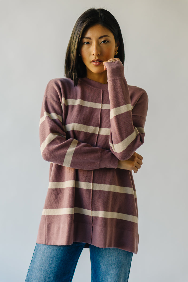 The Manito Oversized Sweater in Purple Stripe