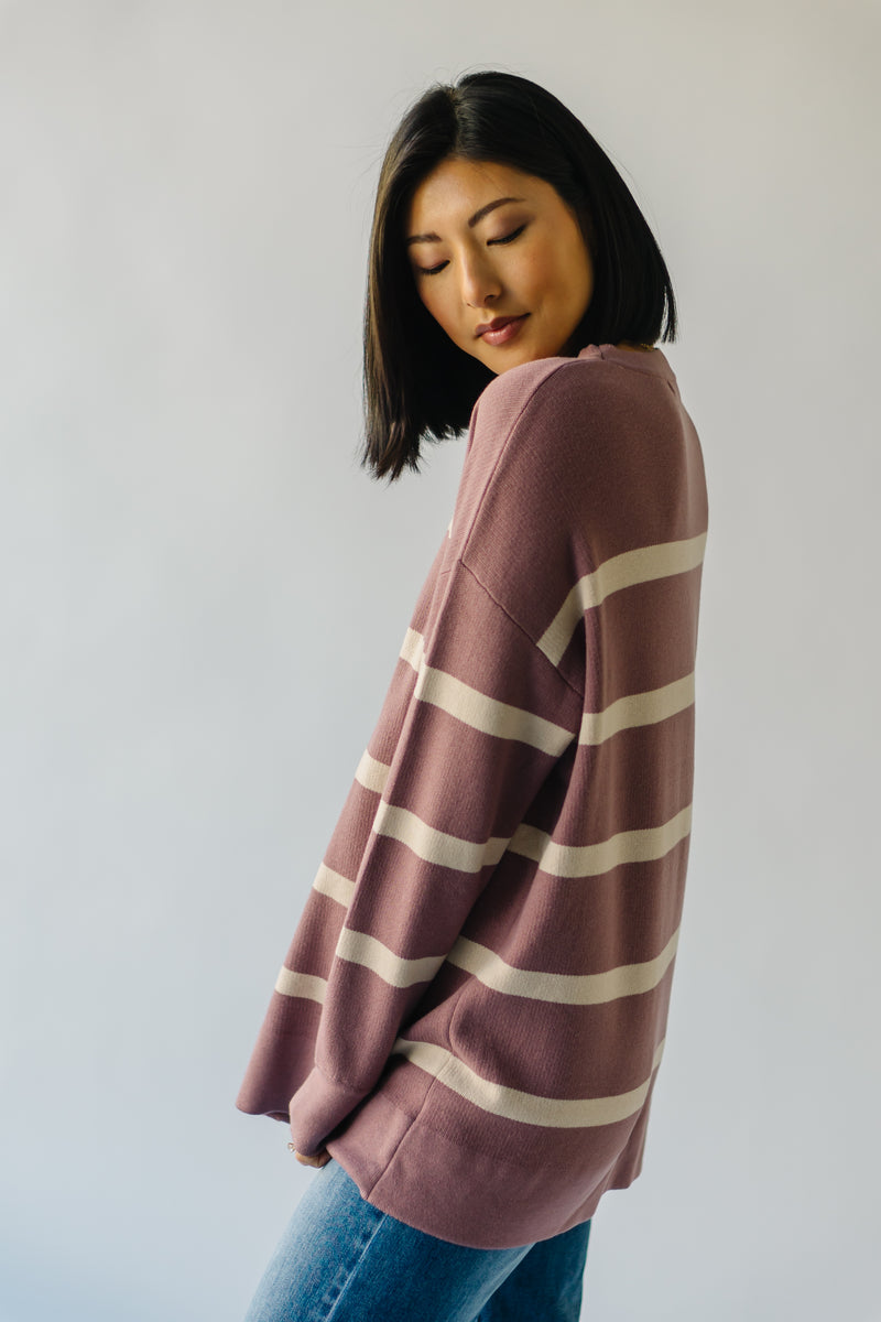 The Manito Oversized Sweater in Purple Stripe
