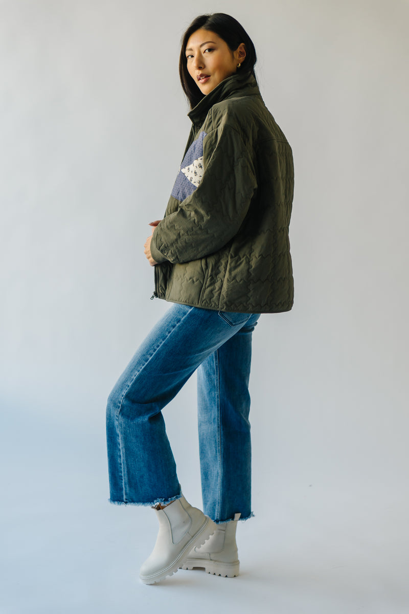 The Gladiolus Patchwork Jacket in Dark Olive
