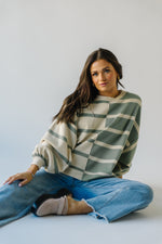 The Lanark Striped Sweater in Sage + Cream