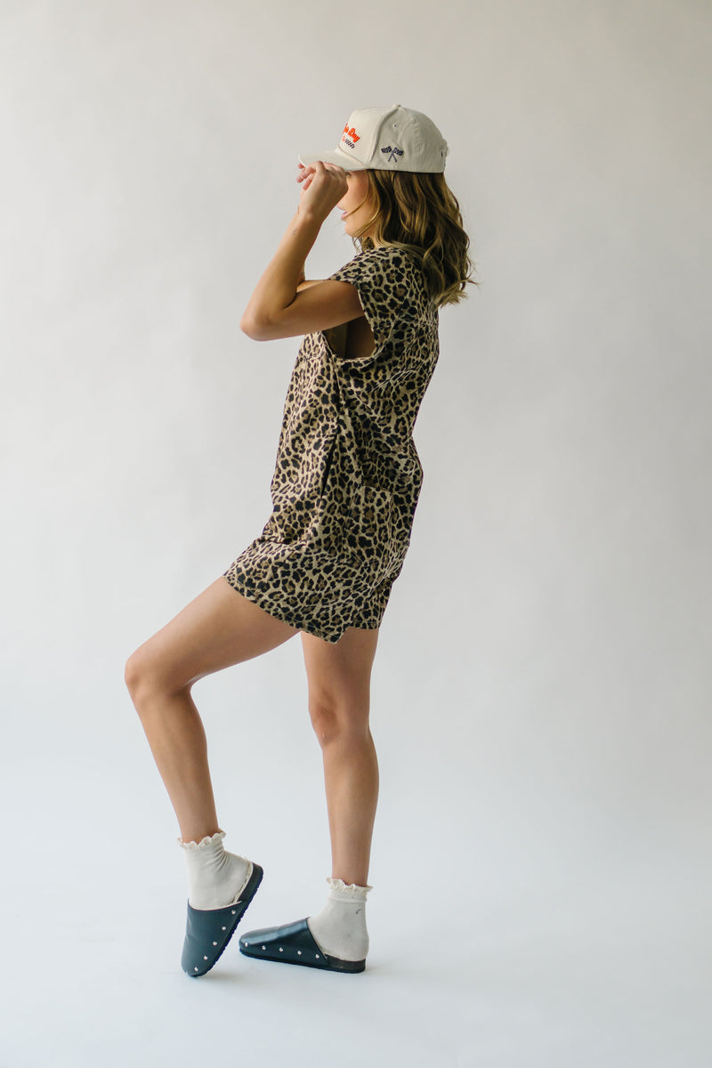 The Gunnell Button-Up Romper in Leopard