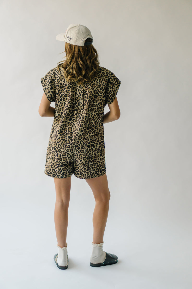 The Gunnell Button-Up Romper in Leopard