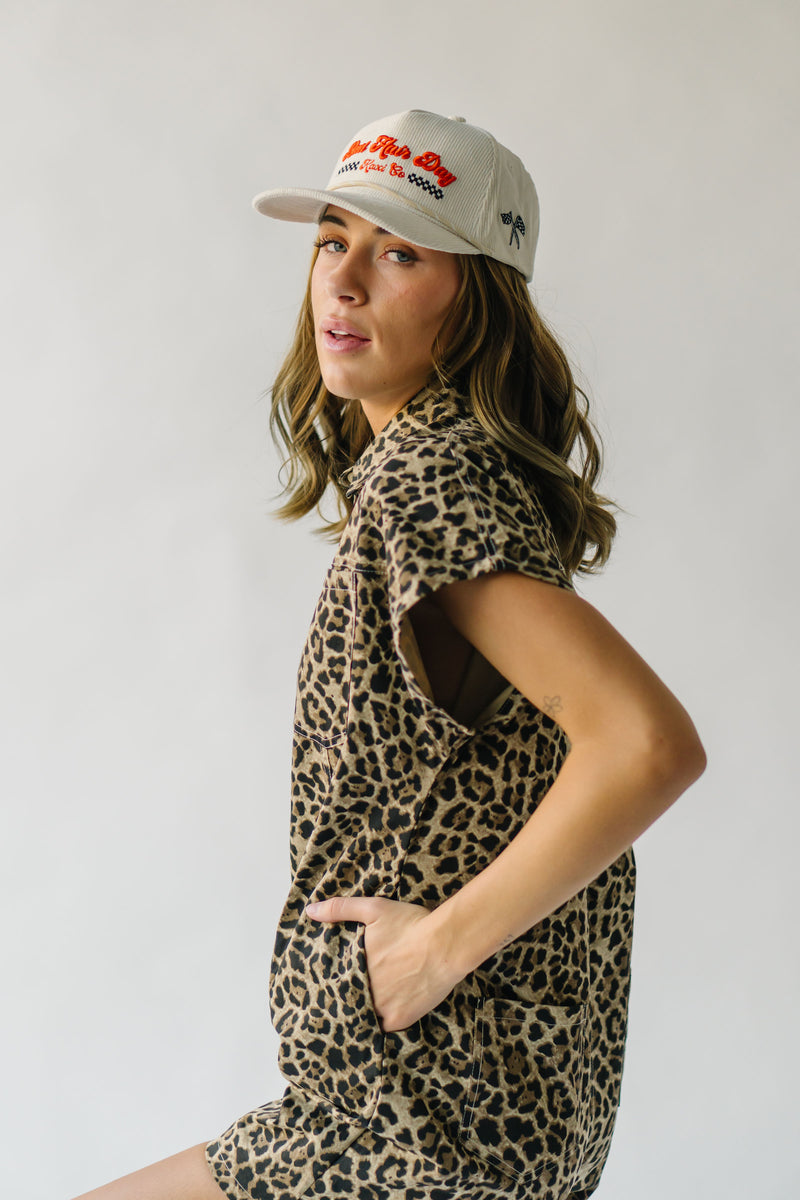 The Gunnell Button-Up Romper in Leopard