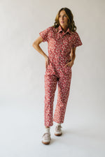 The Oberg Floral Denim Jumpsuit in Brick