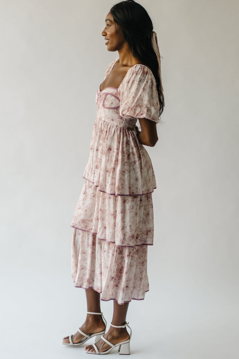 The Fossitt Tiered Floral Maxi Dress in Cocoa