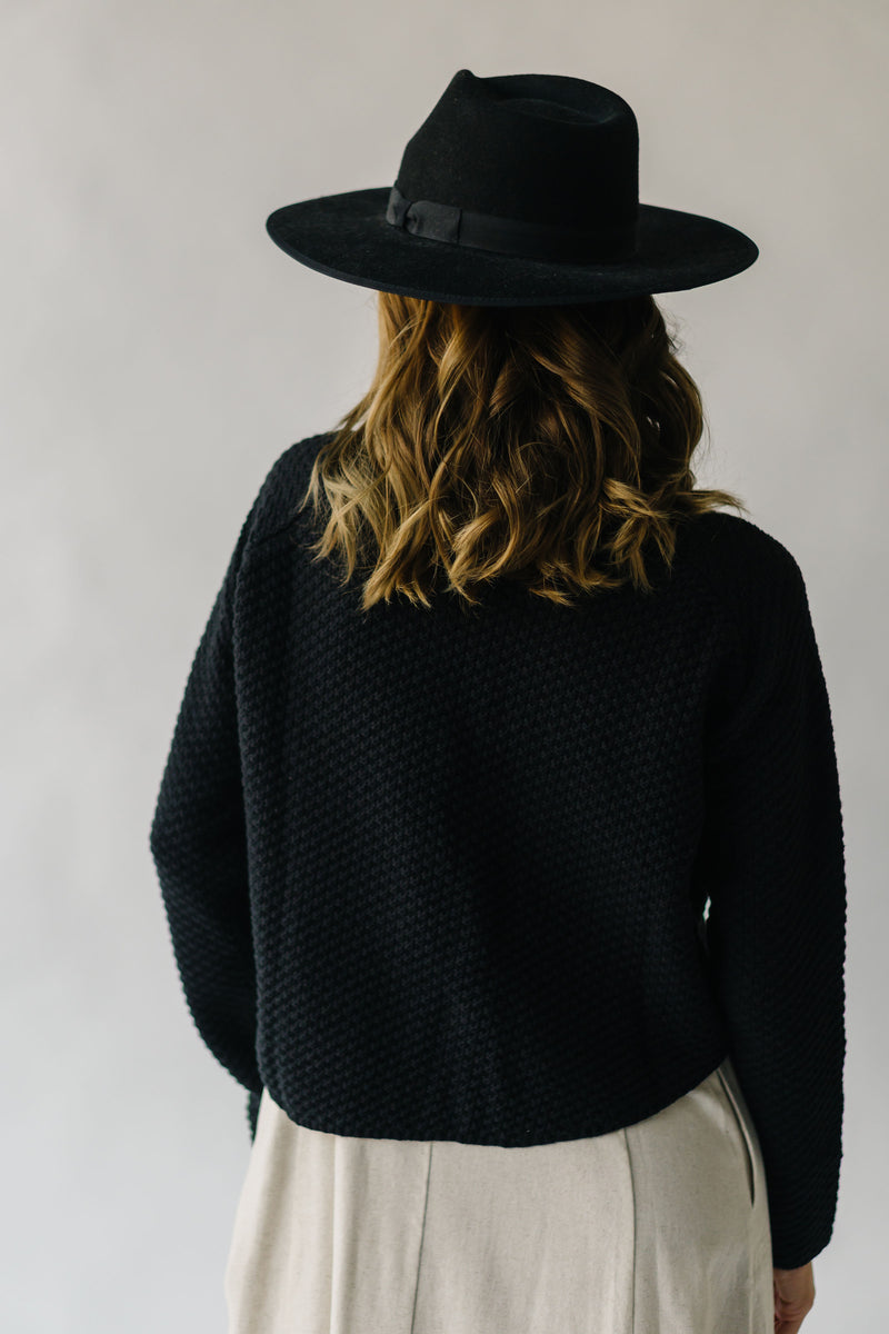 The Laxton Textured Button-Up Cardigan in Black