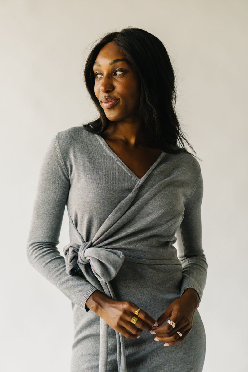 The Willner Wrap Sweater Dress in Heather Grey