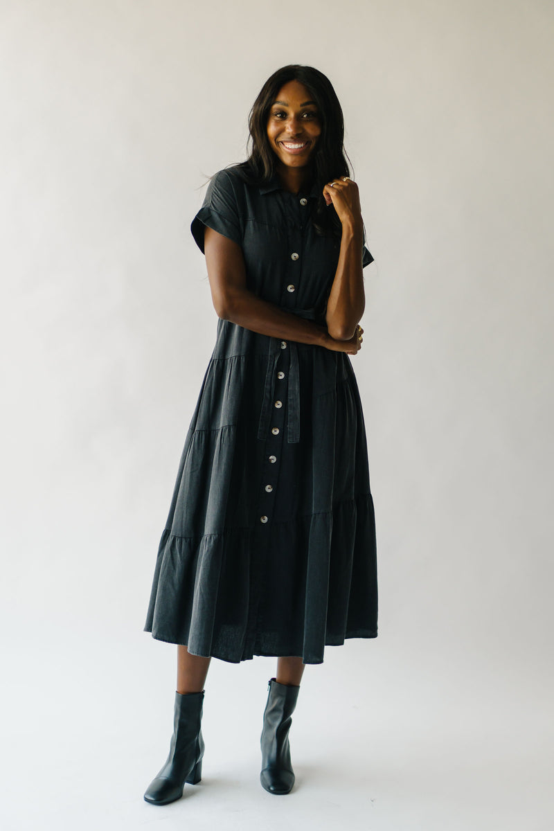 The Elwick Denim Midi Dress in Black