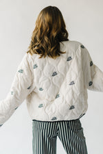 The Loyola Floral Puffer Jacket in Cream