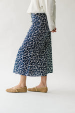 The Boyden Floral Midi Skirt in Navy