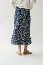 The Boyden Floral Midi Skirt in Navy