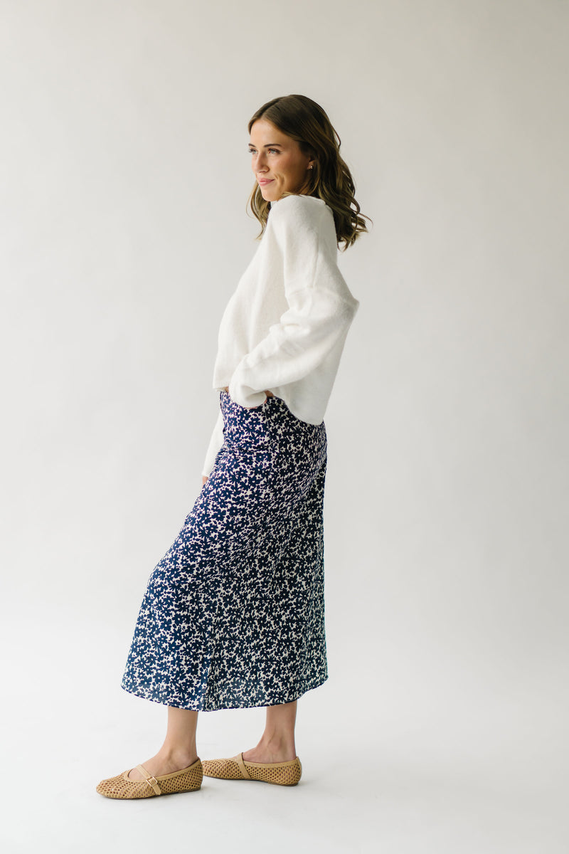 Navy floral pencil skirt best sale