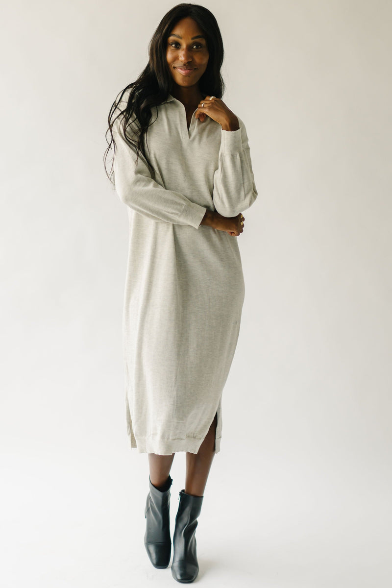 The Fahlgren Collared Sweater Dress in Heather Grey