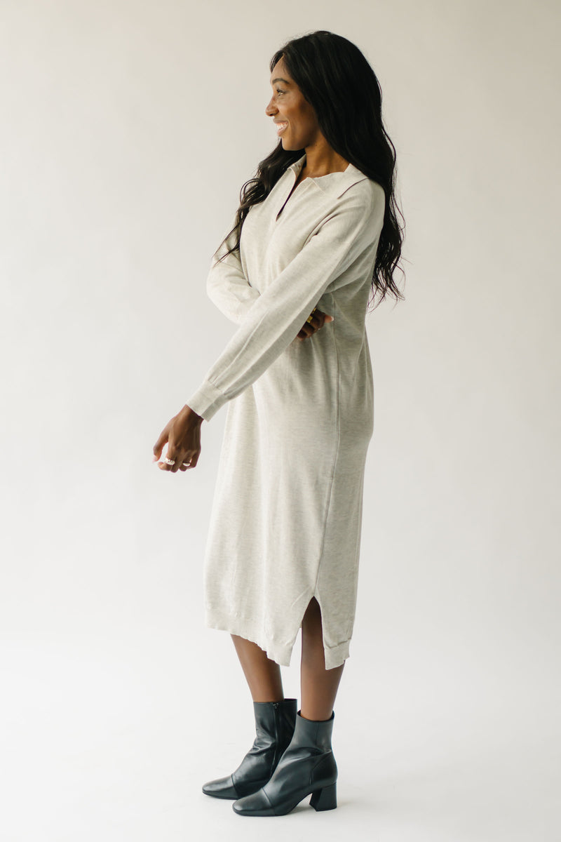 The Fahlgren Collared Sweater Dress in Heather Grey