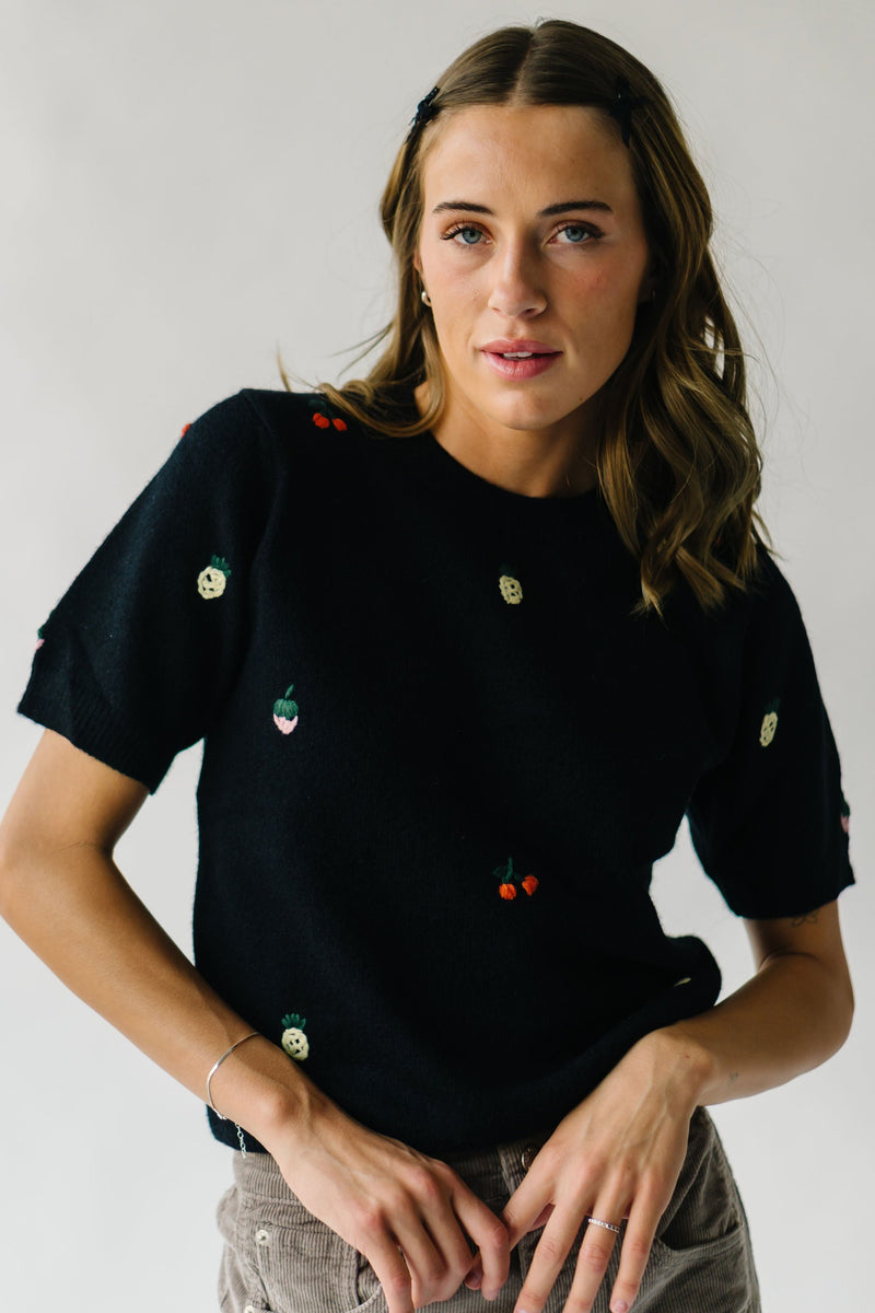 The Heston Embroidered Sweater in Black