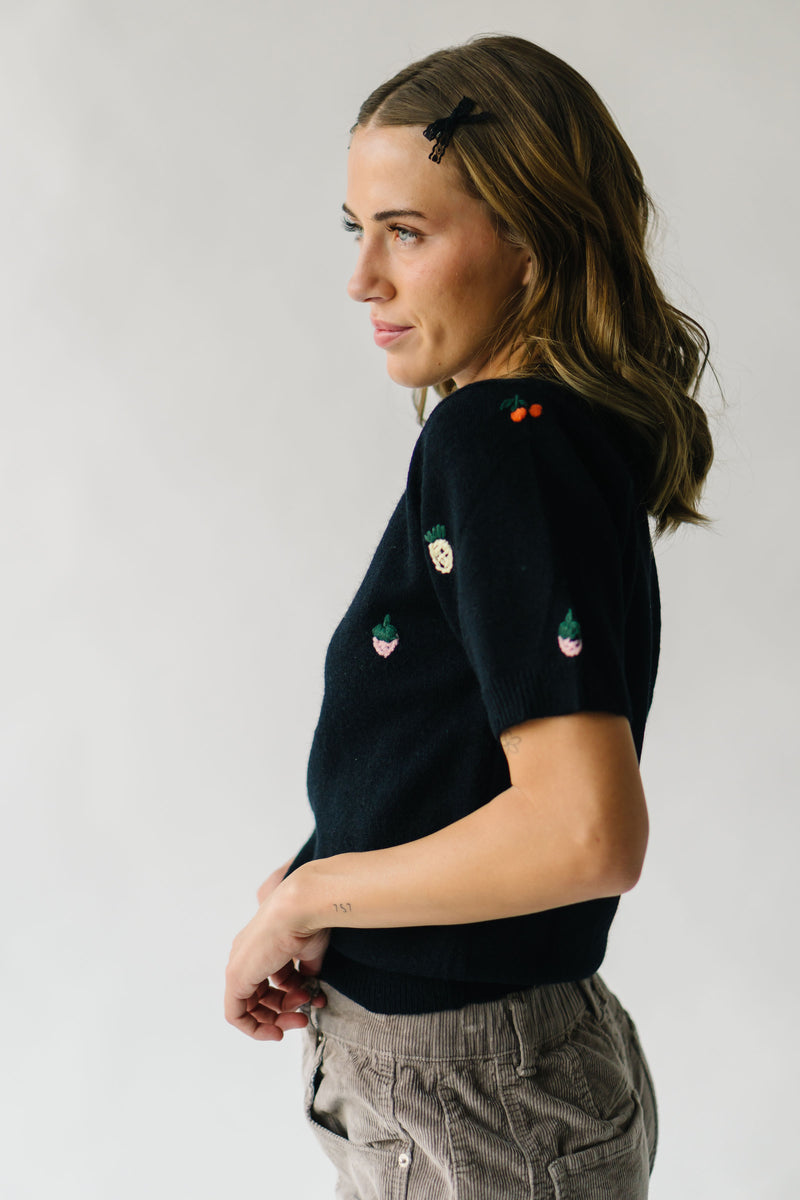 The Heston Embroidered Sweater in Black