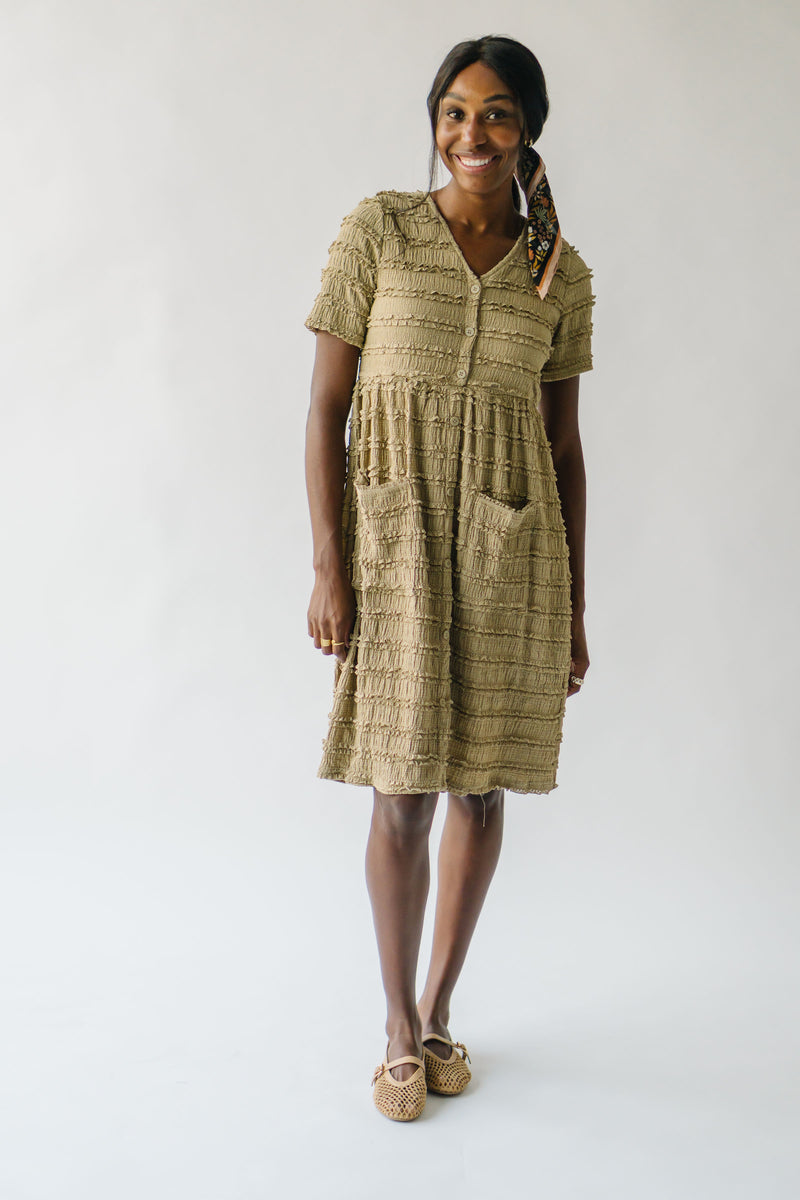 The Boice Button Front Dress in Olive