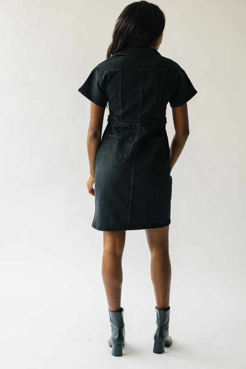 The Vickers Denim Zip-Up Dress in Black