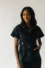 The Vickers Denim Zip-Up Dress in Black