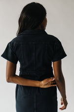 The Vickers Denim Zip-Up Dress in Black