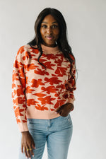 The Nobringa Mock Neck Floral Sweater in Peach