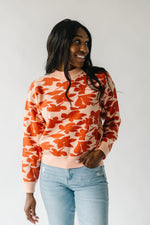 The Nobringa Mock Neck Floral Sweater in Peach