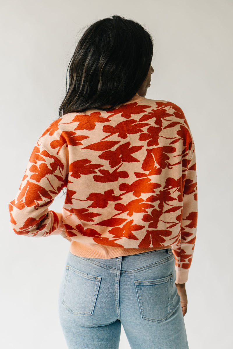 The Nobringa Mock Neck Floral Sweater in Peach