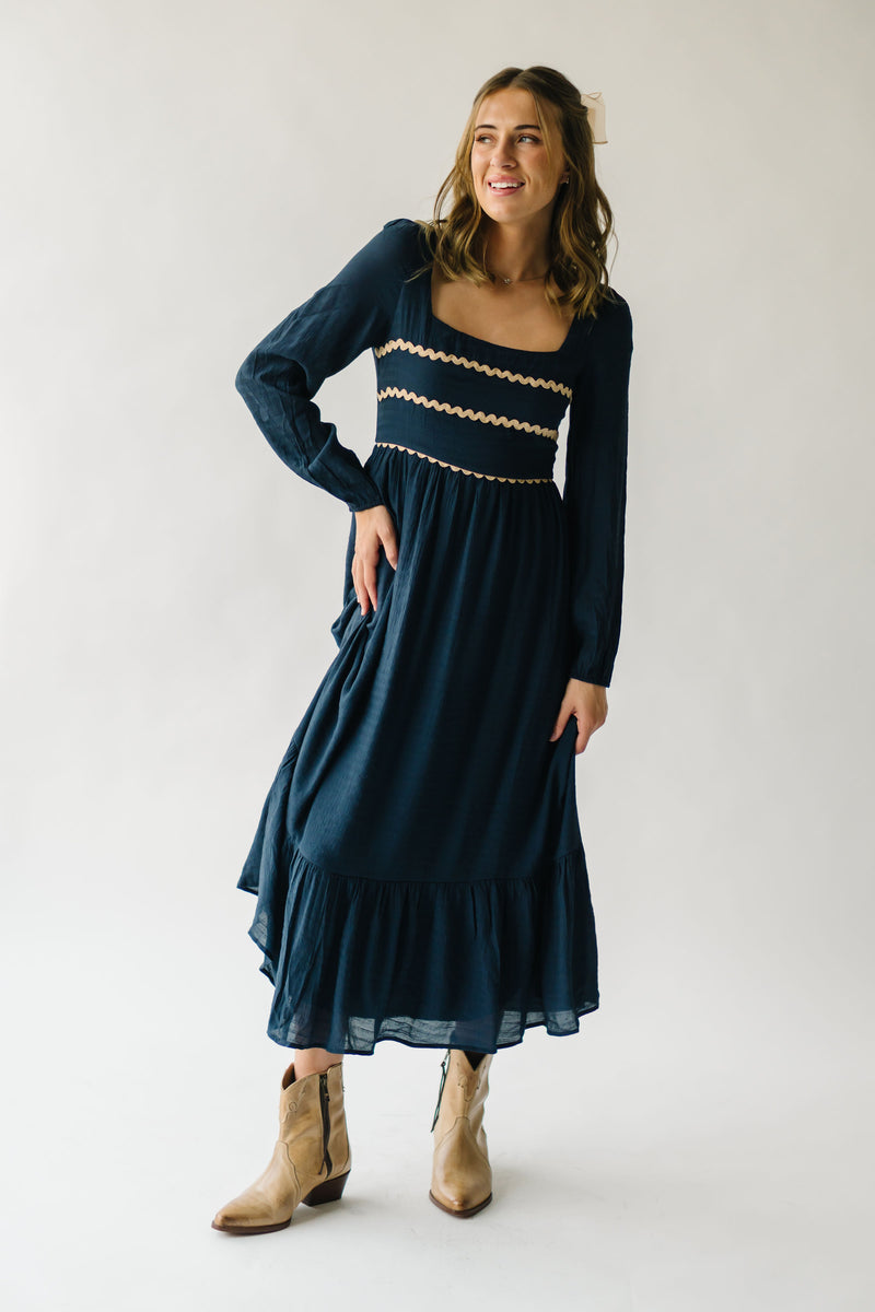 The Bergson Patterned Maxi Dress in Dark Navy