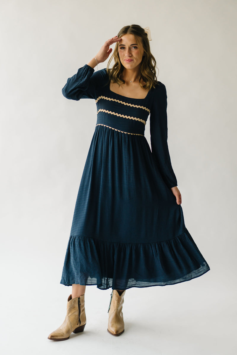 The Bergson Patterned Maxi Dress in Dark Navy