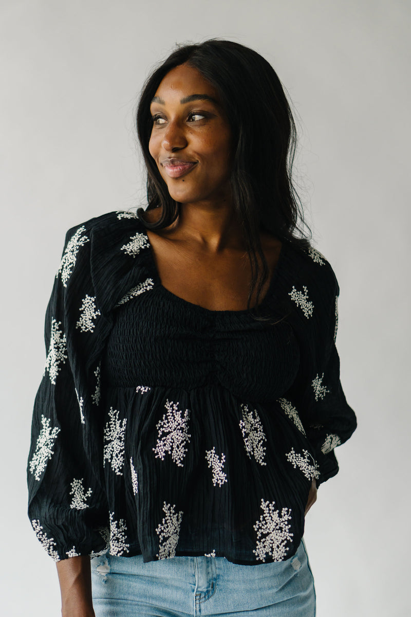 The Holtry Embroidered Blouse in Black