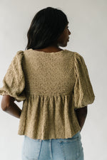 The Serino Textured Puff Sleeve Blouse in Taupe