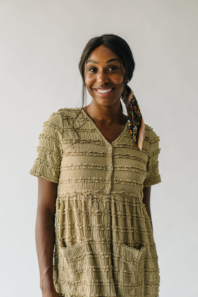 The Boice Button Front Dress in Olive