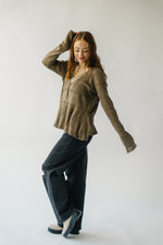 The Shumway Knit Peplum Sweater in Taupe