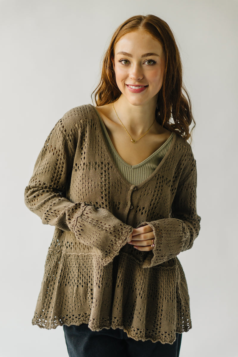 The Shumway Knit Peplum Sweater in Taupe