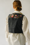 The Elkhart Embroidered Vest in Black Denim