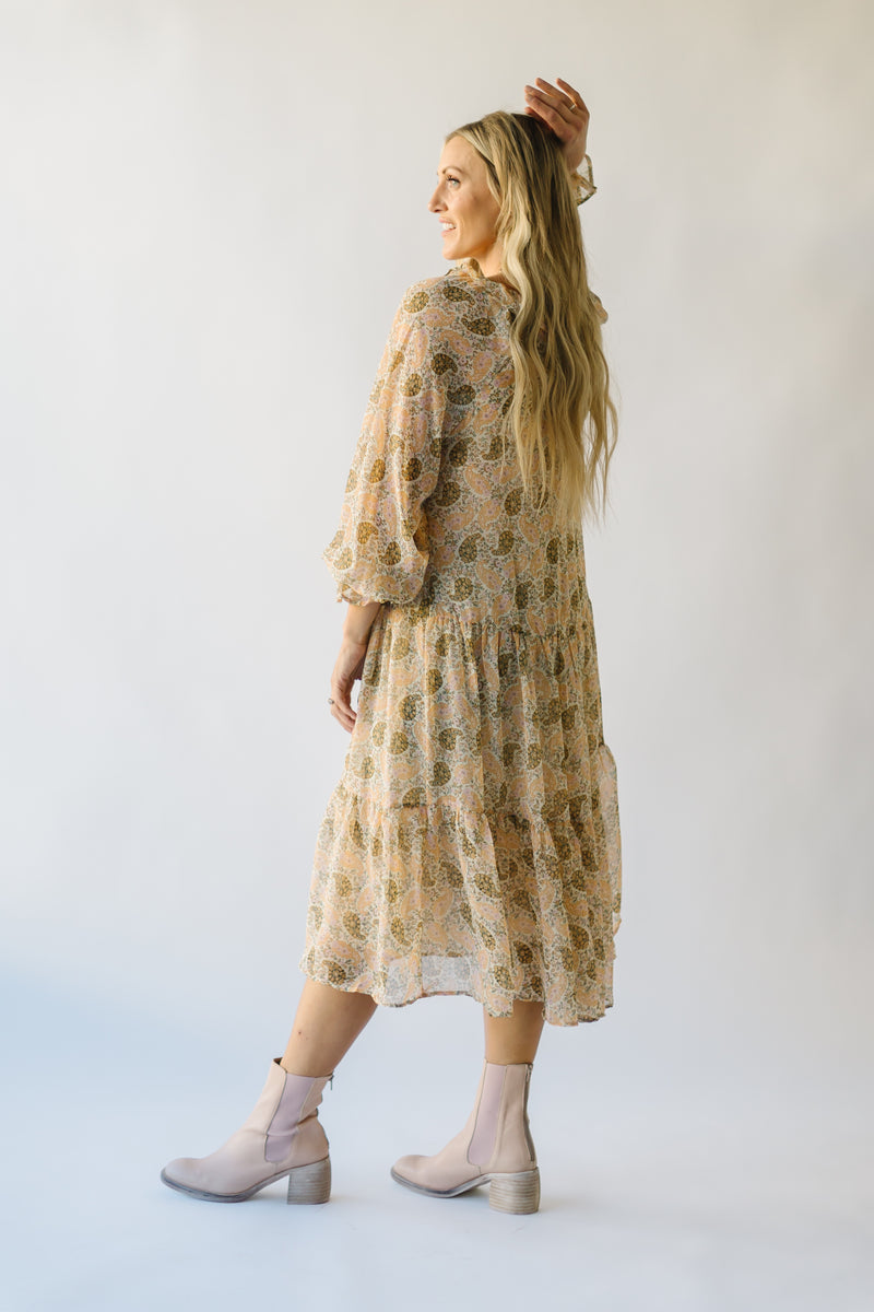 The Irene Paisley Patterned Dress in Ivory