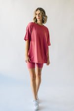 The Roscoe Oversized Tee + Biker Short Set in Rust