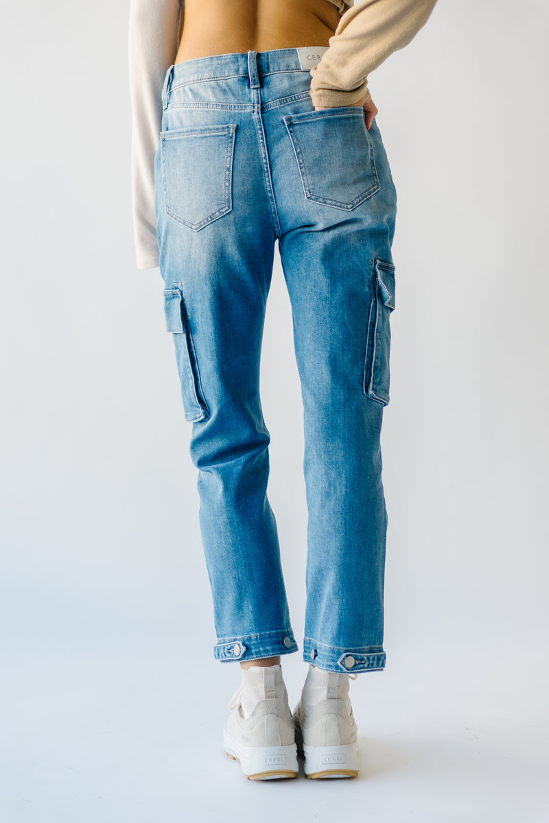 The Campton High Rise Cargo Straight Jean in Medium Blue