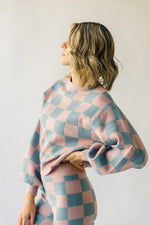 The Hermione Checkered Sweater in Mauve + Blue