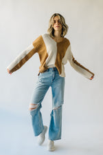 The Hazelton Striped Jacquard Sweater in Light Camel